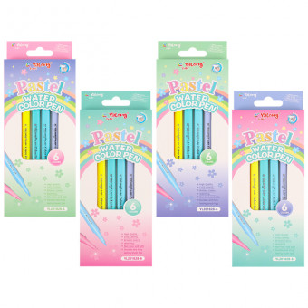 Фломастеры 6цв, пастельные цвета, на водной основе, Yalong/YL201828-6