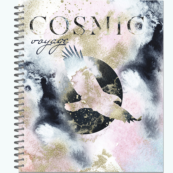 Тетрадь общ.,170х203, 96л.,  гребень "Cosmic voyage" 4+0+выбор УФ лак (20)