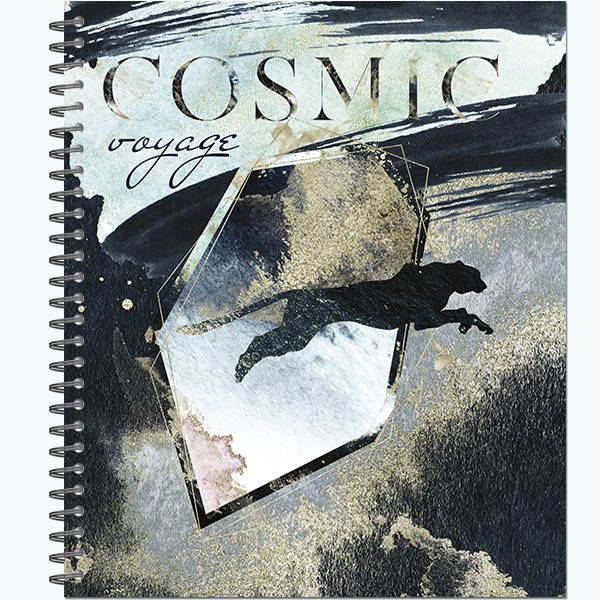Тетрадь общ.,170х203, 96л.,  гребень "Cosmic voyage" 4+0+выбор УФ лак (20)