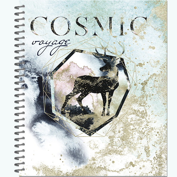 Тетрадь общ.,170х203, 96л.,  гребень "Cosmic voyage" 4+0+выбор УФ лак (20)