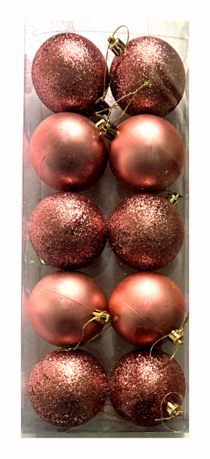 Набор ёлочных шаров 10 шт, розовый, 7BE10 LF00041 №11