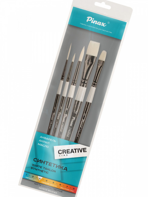 Набор кистей синтетика "Creative White Taklon", 5шт, Pinax/set21-5pc