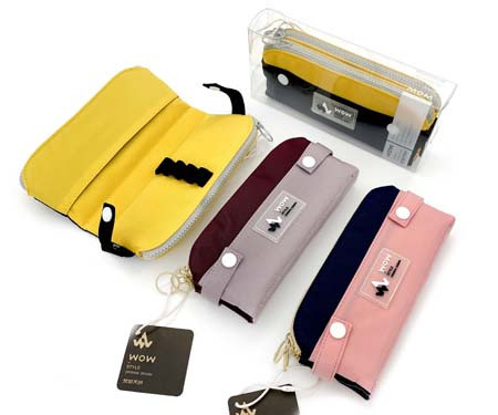 Пенал 2  отд. CM-35 "Раскладной" 20х9х3см, прямоугольный, текстиль, цвета ассорти, в упаковке ПВХ WPC024 (1/12/96)