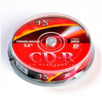 Диск CD-R VS 700 МБ 52x cake box, 10шт, Perfeo (0083)