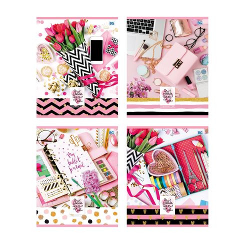 Тетрадь общая А5 скоба 48л. клетка "Любимые безделушки" выборочный лак (ассорти) форзац (10/80)