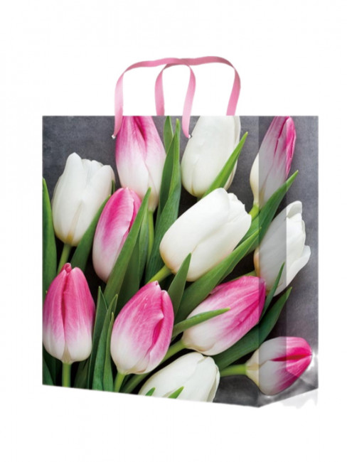 Пакет подарочный 18x23x8см "Долгожданные тюльпаны", М, Optima MILAND/ППК-4341 (12)