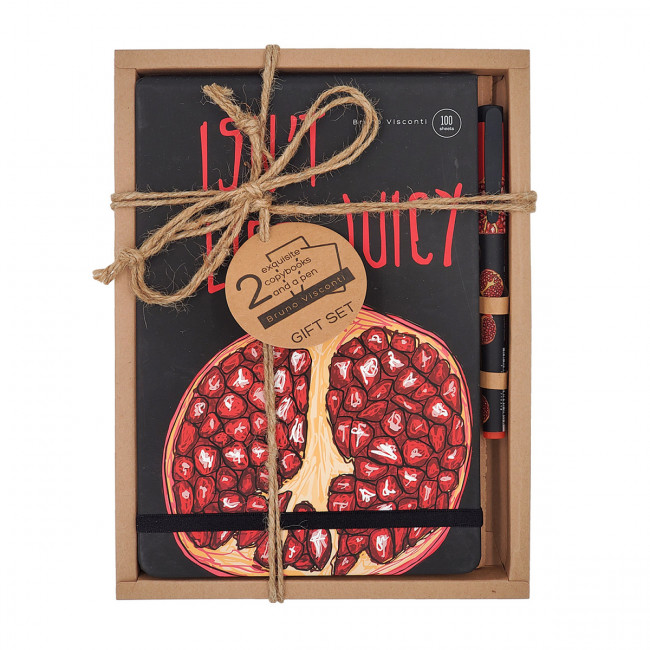 Подарочный набор: записная книжка А5 100л "Megapolis Journal. Juicy Life. Гранат"+ ручка, BV/3-475/06-2