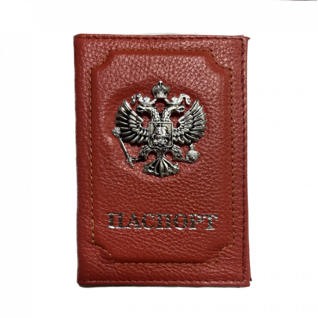 Обложка на паспорт WENZER OFFiCE, паспорт из натур.кожи с кокардой ф/з, коралл, флоттер