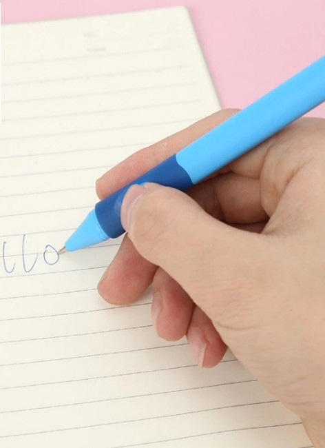 Ручка шариковая синяя 0,7мм "для ЛЕВШЕЙ" трехгранный ассорти корпус, Cello (50)