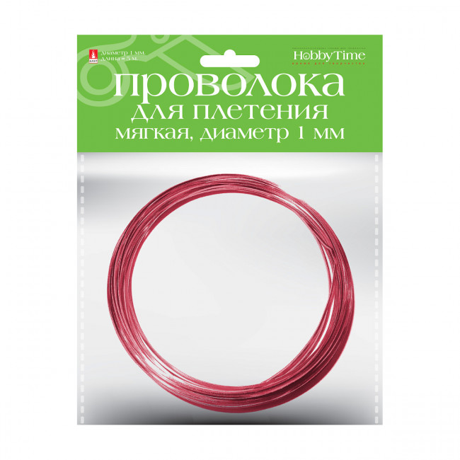 Проволока d 1.0мм 5м мягкая для декора и плетения, красная, BV/2-409/09