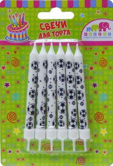 Свечи 8см для торта "Футбол", Микрос/Ч16157 (6) Свечи 8см для торта "Футбол", Микрос/Ч16157 (6)