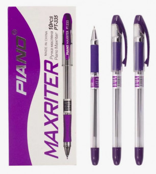 Ручка шариковая 0,5мм фиолетовая "Maxriter" на масляной основе, прозрачный корпус, PIANO (12)