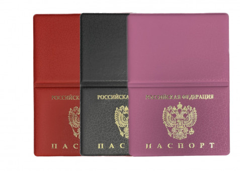 Обложка на паспорт WENZER OFFiCE из ПВХ "Паутина", тиснение зол. герб РФ, асс. (50)