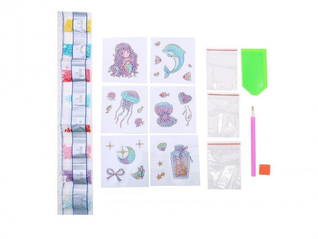 Алмазная мозаика 6,5х8см, на стикере, 6 штук в наборе, ОПП-упаковка Алмазная мозаика 6,5х8см, на стикере, 6 штук в наборе, ОПП-упаковка