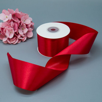 Лента 5,0см 22,85м атласная, темно-красная, Микрос/ч37981