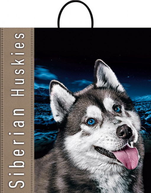 Сумки п/э с пластиковой ручкой (40*44) "Хаски" (10)