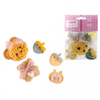 Декоративные украшения 22x30мм до 42x48мм "Bear" тканевые, 5 шт, deVENTE/8130212 (12)