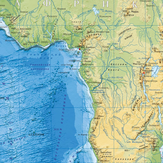 Карта настенная "Мир Физический." М1:27,5 млн. 101х69 см, ламин., Геодом/9785906964564