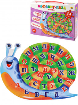 Алфавит-пазл "Улитка" 34 элемента, Рыжий Кот/П34-8034