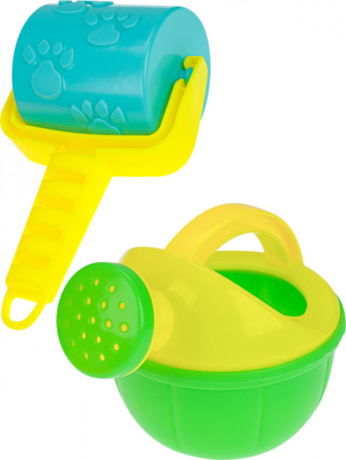 Песочный набор "Морской": лейка,лопатка,грабли,валик,2 формочки, Рыжий Кот/ИК-0503