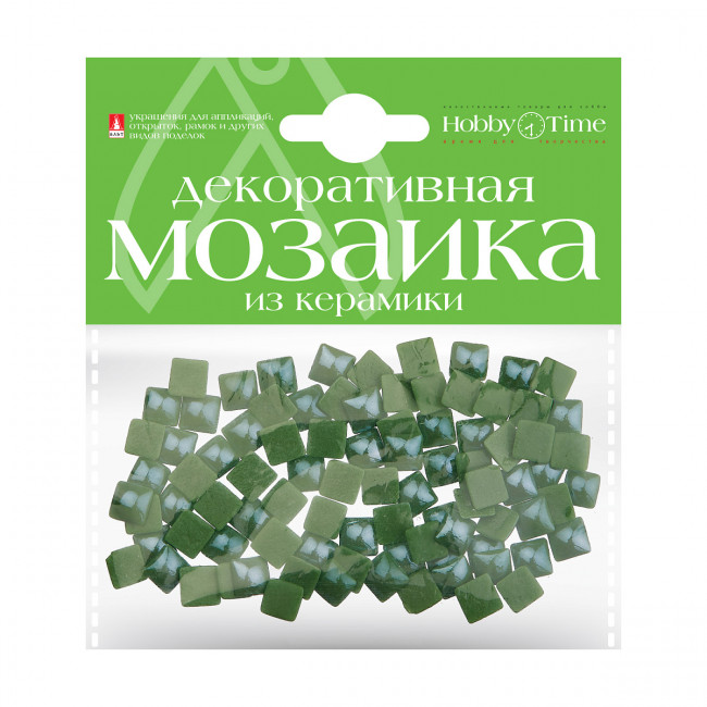 Мозаика 8х8мм декоративная из керамики, 100шт, зеленая, BV/2-332/04