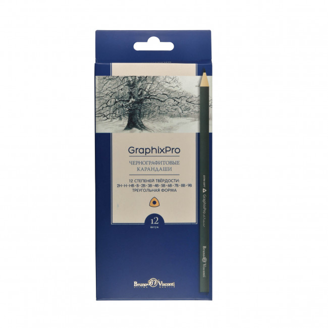 Набор карандашей 2H-9B чернографитовых, 12шт ""GraphixPro", BV/21-0039 (10)