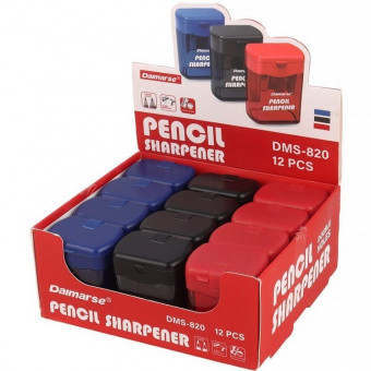 Точилка пластиковая двойная , ассорти 3 цвета, Daimarse/DMS820 (12)