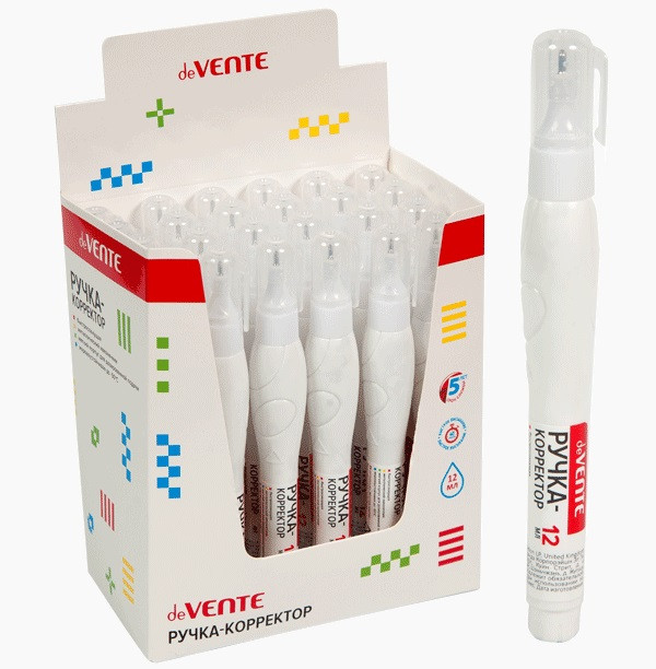 Ручка-корректор 12мл, быстросохнущая, в ручке, deVENTE/4061109 (24) Ручка-корректор 12мл, быстросохнущая, в ручке, deVENTE/4061109 (24)