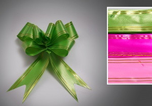 Бант подарочный 50мм с золотыми полосками (форма-бабочка) (10)