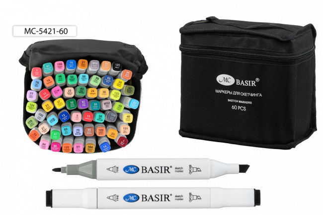 Набор скетчмаркеров: двусторонние, пулевидный и клиновидный наконечники 1,0-7,0 mm; белый четырёхгранный корпус; на спиртовой основе; тканевая черная сумка на молнии, 60 цветов. Набор скетчмаркеров: двусторонние, пулевидный и клиновидный наконечники 1,0-7,0 mm; белый четырёхгранный корпус; на спиртовой основе; тканевая черная сумка на молнии, 60 цветов.
