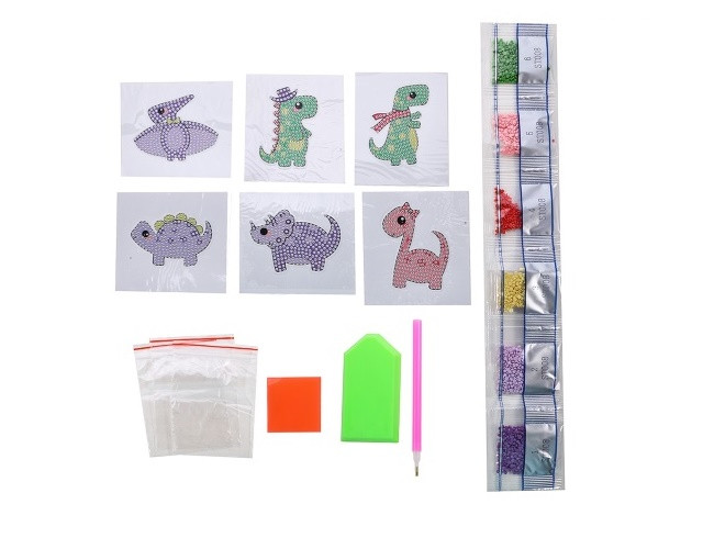 Алмазная мозаика 6,5х8см, на стикере, 6 штук в наборе, ОПП-упаковка