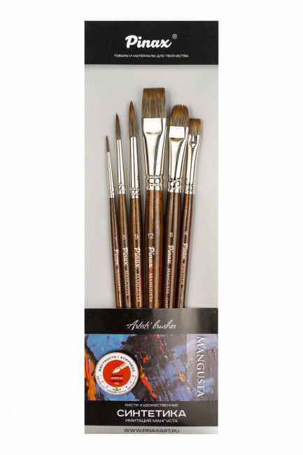 Набор кистей синтетика "Mangusta", 6шт, Pinax/set54-6pc