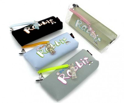 Пенал   CL-33/CM-9 "Кролик" косметичка, текстиль в клетку, с фигуркой на пружинке, цвета ассорти, в упаковке ПВХ (1/12/288)