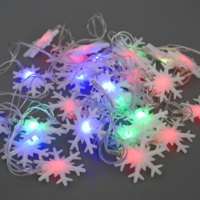 Электрическая гирлянда "Снежинки" светодиодная многоцветная 20 лампочек 7см*4м * ч31632_20
