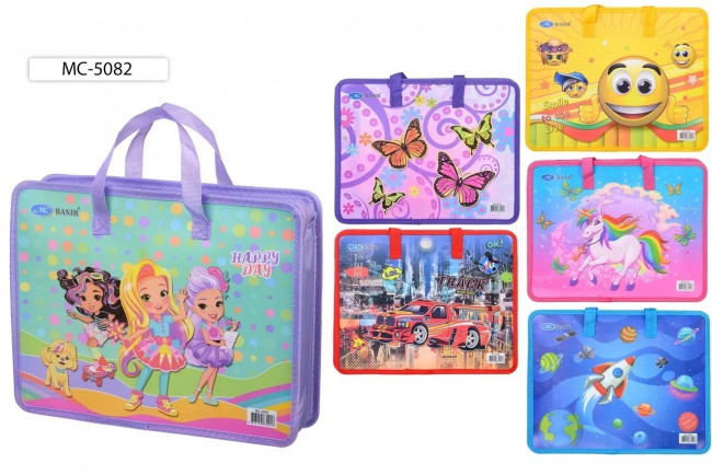 Папка А4 на молнии, пластиковая с тканевыми ручками и с тканевой окантовкой, Basir (12)