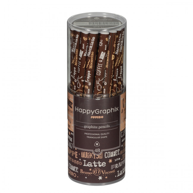 КАРАНДАШ ЧЕРНОГРАФИТОВЫЙ "HappyGraphix  Coffee Time. Эспрессо" 4В супер мягкий, 3,5 мм 21-0062/08