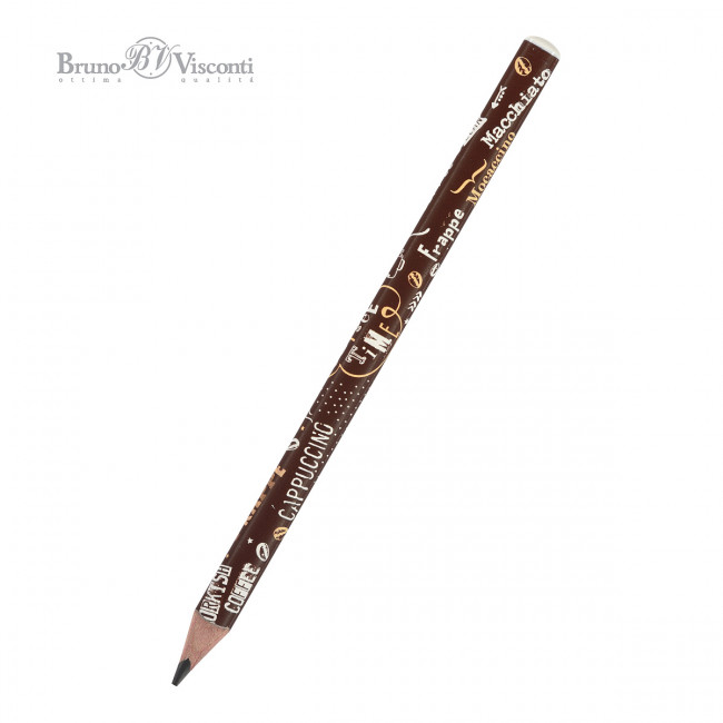 КАРАНДАШ ЧЕРНОГРАФИТОВЫЙ "HappyGraphix  Coffee Time. Эспрессо" 4В супер мягкий, 3,5 мм 21-0062/08