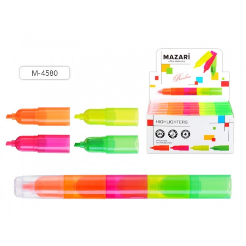 Текстовыделитель 3мм из 4 цветов "Rainbow", Mazari/M-4580 (24)