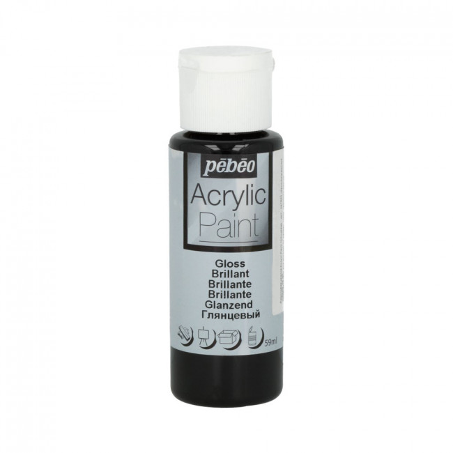 Краска 59мл акриловая глянцевая, для декора, черный, Acrylic Paint PEBEO/97860