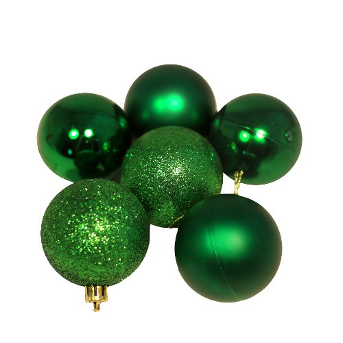 Елочное украшение шар зеленый (глиттер, глянец, матовый) d=6 см (6 шт./уп.) Елочное украшение шар зеленый (глиттер, глянец, матовый) d=6 см (6 шт./уп.)