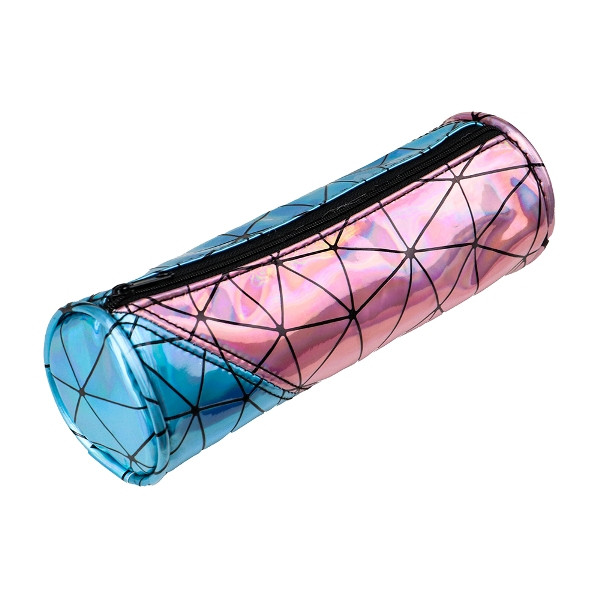 Пенал- тубус " Блестящая геометрия" ломаная ткань, голубой и розовый, ПН-6844
