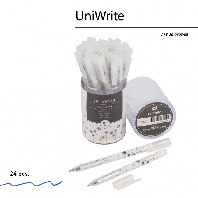 Ручка гелевая 0.5мм синяя "UniWrite. Одуванчики", BV/20-0305/05 (24) Ручка гелевая 0.5мм синяя "UniWrite. Одуванчики", BV/20-0305/05 (24)