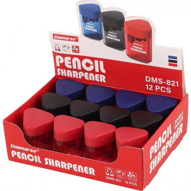 Точилка пластиковая двойная , треугольный контейнер, ассорти 3 цвета, Daimarse/DMS820 (12) Точилка пластиковая двойная , треугольный контейнер, ассорти 3 цвета, Daimarse/DMS820 (12)