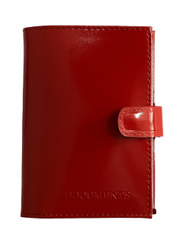 Обложка на автодокументы + паспорт WENZER OFFiCE, из натур.кожи гл с карманом на кнопке штрих с вкл, алый