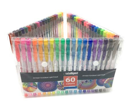 Набор ручек гелевых, 0.5мм 60шт CE-66 неоновые, пастель, металлик, Intelligent (1/1/42)