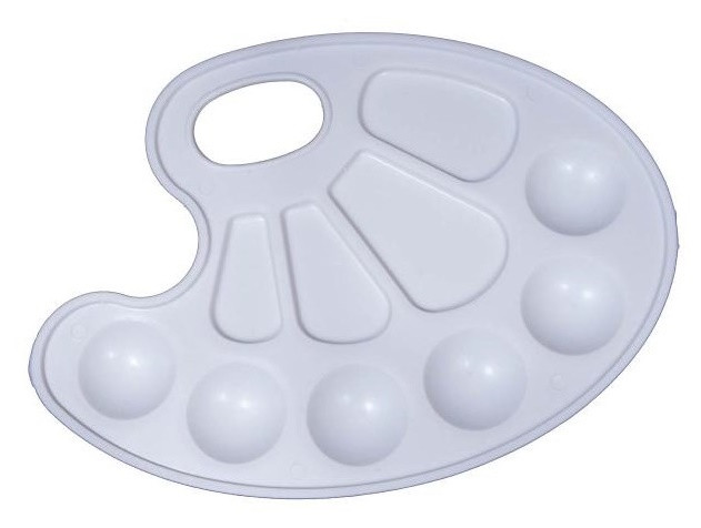 Палитра для смешивания красок, эллипс, пластик, цв. белый (10)