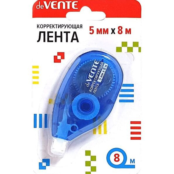 Корректирующая лента 5 ммx08 м, синий полупрозрачный корпус, боковой аппликатор, deVENTE (12) Корректирующая лента 5 ммx08 м, синий полупрозрачный корпус, боковой аппликатор, deVENTE (12)
