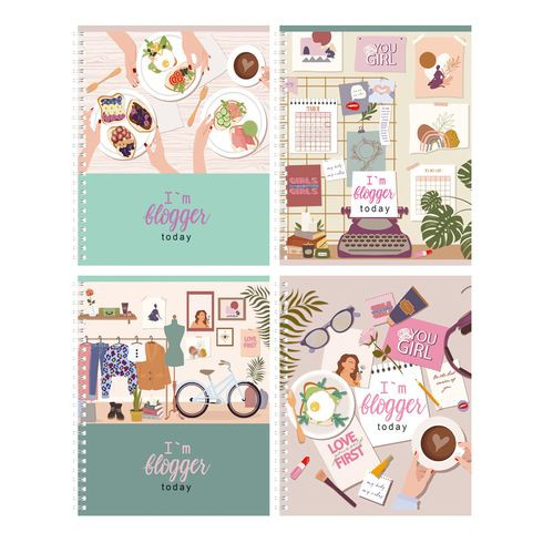 Тетрадь общая А5 гребень 48л. клетка "Blogger" (ассорти)  BG (4/48)