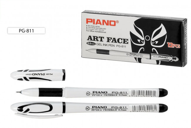 Ручка гелевая: "Piano"; белый корпус, цветной резиновый держатель в цвет чернил, колпачок с цветной вставкой, игольчатый наконечник, цвет чернил - черный.0,5mm Ручка гелевая: "Piano"; белый корпус, цветной резиновый держатель в цвет чернил, колпачок с цветной вставкой, игольчатый наконечник, цвет чернил - черный.0,5mm