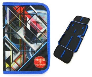 Пенал 1   отд. CM-35809 "Геометрия" с 2-мя створками, текстиль 21*14*4см, черно-синий (1/100)